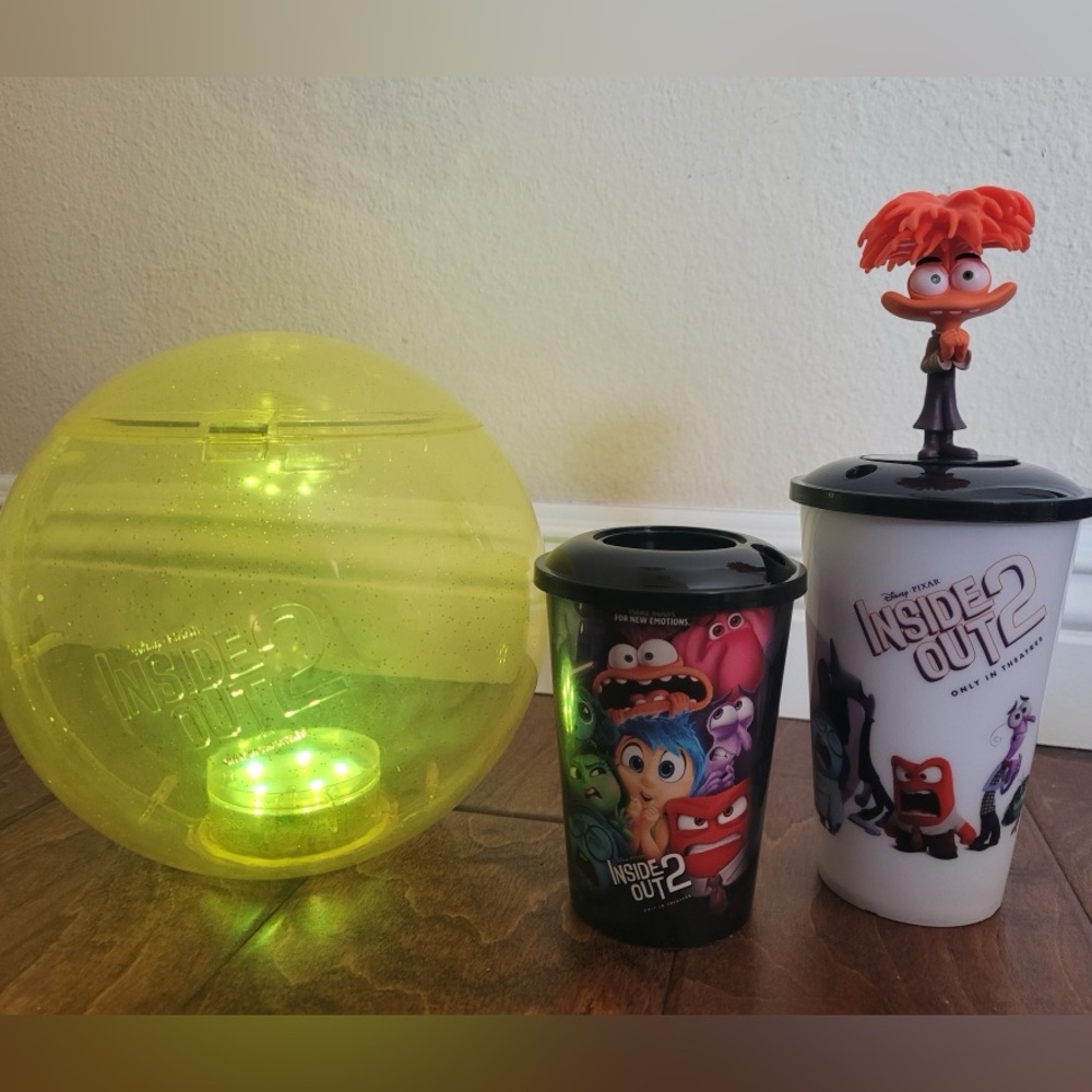 Inside Out 2 AMC Light-Up Memory Orb Popcorn Bucket &Cup w/ Anxiety Topper - NEW